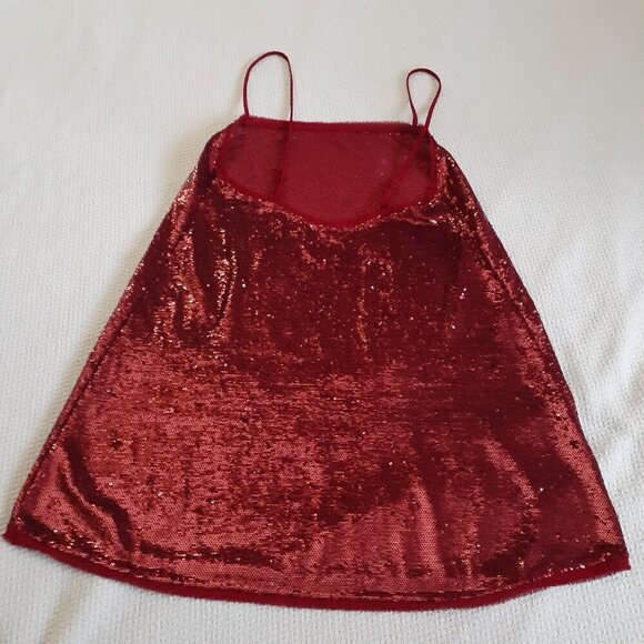 Free People Intimately Women's Size XS Red Sequin Time To Shine Mini Slip Dress - Picture 8 of 11